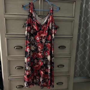 Floral Skull Sleeveless Dress